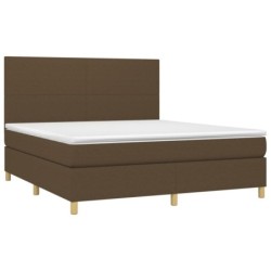 Boxspringbett mit Matratze & LED Dunkelbraun 180x200 cm Stoff