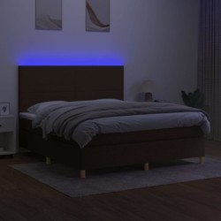 Boxspringbett mit Matratze & LED Dunkelbraun 180x200 cm Stoff