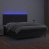 Boxspringbett mit Matratze & LED Schwarz 180x200 cm Kunstleder