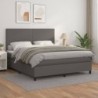 Boxspringbett mit Matratze Grau 180x200 cm Kunstleder