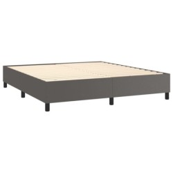 Boxspringbett mit Matratze Grau 180x200 cm Kunstleder