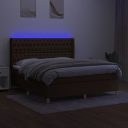 Boxspringbett mit Matratze & LED Dunkelbraun 160x200 cm Stoff