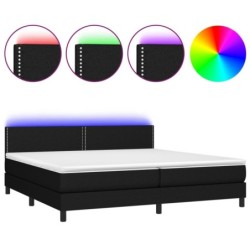 Boxspringbett mit Matratze & LED Schwarz 200x200 cm Stoff