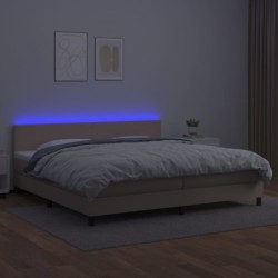 Boxspringbett mit Matratze & LED Cappuccino-Braun 200x200cm