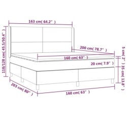 Boxspringbett mit Matratze & LED Grau 160x200 cm Kunstleder