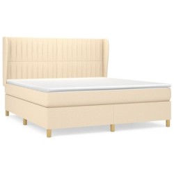 Boxspringbett mit Matratze Creme 180x200 cm Stoff