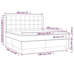 Boxspringbett mit Matratze Hellgrau 180x200 cm Samt