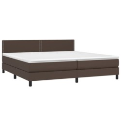 Boxspringbett mit Matratze & LED Braun 200x200 cm Kunstleder