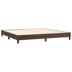 Boxspringbett mit Matratze & LED Braun 200x200 cm Kunstleder