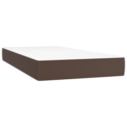 Boxspringbett mit Matratze & LED Braun 200x200 cm Kunstleder