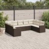 9-tlg. Garten-Sofagarnitur mit Kissen Braun Poly Rattan