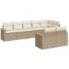 8-tlg. Garten-Sofagarnitur mit Kissen Beige Poly Rattan