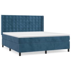 Boxspringbett mit Matratze Dunkelblau 180x200 cm Samt