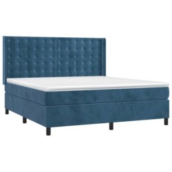 Boxspringbett mit Matratze Dunkelblau 180x200 cm Samt