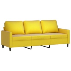 3-tlg. Sofagarnitur mit Kissen Gelb Samt