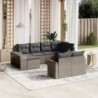 10-tlg. Garten-Sofagarnitur mit Kissen Grau Poly Rattan