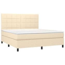 Boxspringbett mit Matratze & LED Creme 180x200 cm Stoff