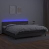 Boxspringbett mit Matratze & LED Grau 200x200 cm Kunstleder