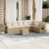 8-tlg. Garten-Sofagarnitur mit Kissen Beige Poly Rattan