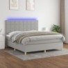 Boxspringbett mit Matratze & LED Hellgrau 160x200 cm Stoff