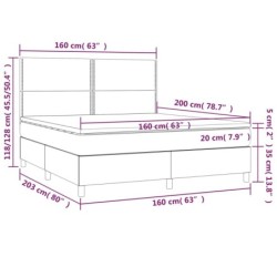 Boxspringbett mit Matratze & LED Dunkelgrau 160x200 cm Samt