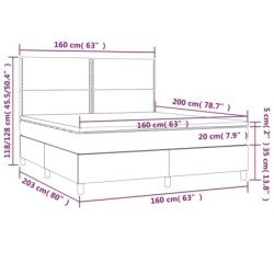 Boxspringbett mit Matratze & LED Dunkelbraun 160x200 cm Stoff