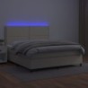 Boxspringbett mit Matratze & LED Creme 160x200 cm Kunstleder
