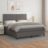 Boxspringbett mit Matratze Grau 160x200 cm Kunstleder