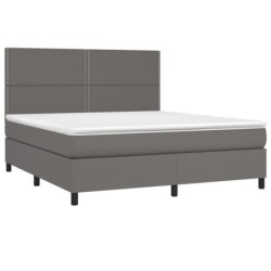 Boxspringbett mit Matratze Grau 160x200 cm Kunstleder