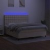 Boxspringbett mit Matratze & LED Creme 160x200 cm Stoff