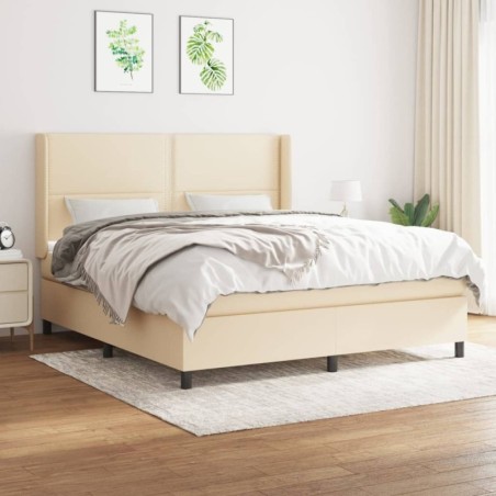 Boxspringbett mit Matratze Creme 180x200 cm Stoff