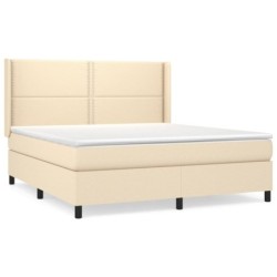 Boxspringbett mit Matratze Creme 180x200 cm Stoff