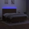 Boxspringbett mit Matratze & LED Dunkelbraun 160x200 cm Stoff