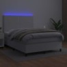 Boxspringbett mit Matratze & LED Weiß 140x190 cm Kunstleder