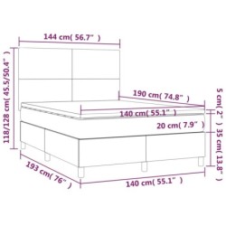 Boxspringbett mit Matratze & LED Weiß 140x190 cm Kunstleder