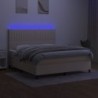 Boxspringbett mit Matratze & LED Creme 160x200 cm Stoff