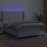 Boxspringbett mit Matratze & LED Weiß 140x190 cm Kunstleder