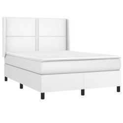 Boxspringbett mit Matratze & LED Weiß 140x190 cm Kunstleder