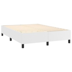 Boxspringbett mit Matratze & LED Weiß 140x190 cm Kunstleder