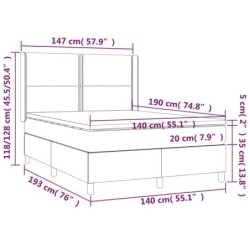 Boxspringbett mit Matratze & LED Cappuccino-Braun 140x190cm