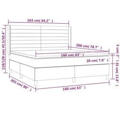 Boxspringbett mit Matratze & LED Rosa 160x200 cm Samt