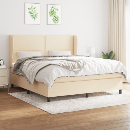 Boxspringbett mit Matratze Creme 160x200 cm Stoff