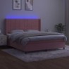 Boxspringbett mit Matratze & LED Rosa 160x200 cm Samt