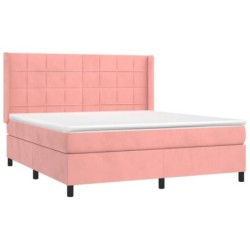 Boxspringbett mit Matratze & LED Rosa 160x200 cm Samt