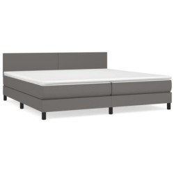 Boxspringbett mit Matratze Grau 200x200 cm Kunstleder