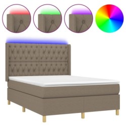 Boxspringbett mit Matratze & LED Taupe 140x190 cm Stoff