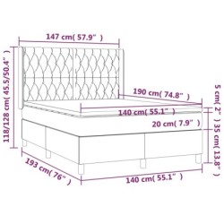 Boxspringbett mit Matratze & LED Taupe 140x190 cm Stoff