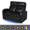 Relaxsessel 2-Sitzer mit LED Kunstleder Schwarz