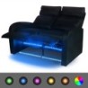 Relaxsessel 2-Sitzer mit LED Kunstleder Schwarz