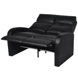 Relaxsessel 2-Sitzer mit LED Kunstleder Schwarz